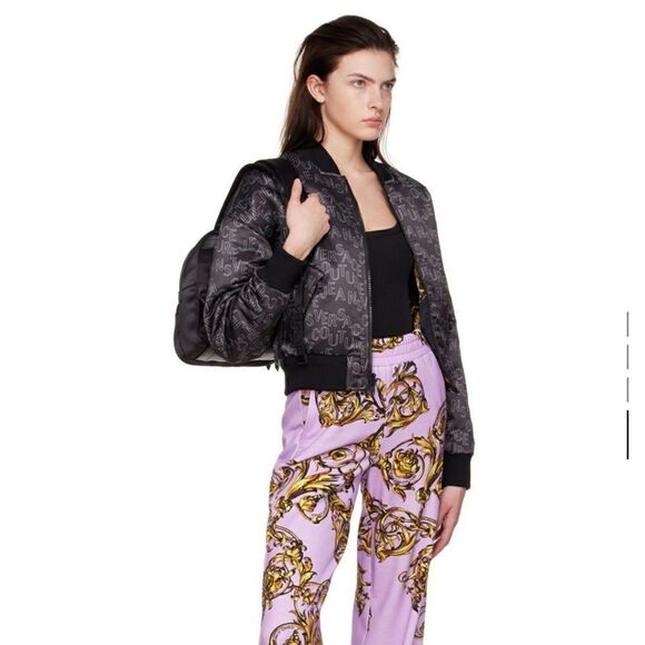 ⭕️ VERSACE JEANS Backpack Black Nylon Designer Logo - Picture 3 of 10